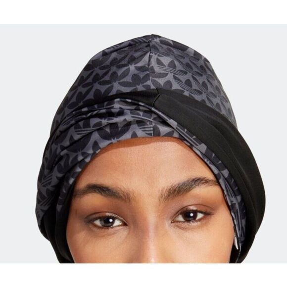 Adidas HS5398 Womens O/S Black Trefoil Monogram Reversible Swim/Beach Turban - Picture 5 of 6